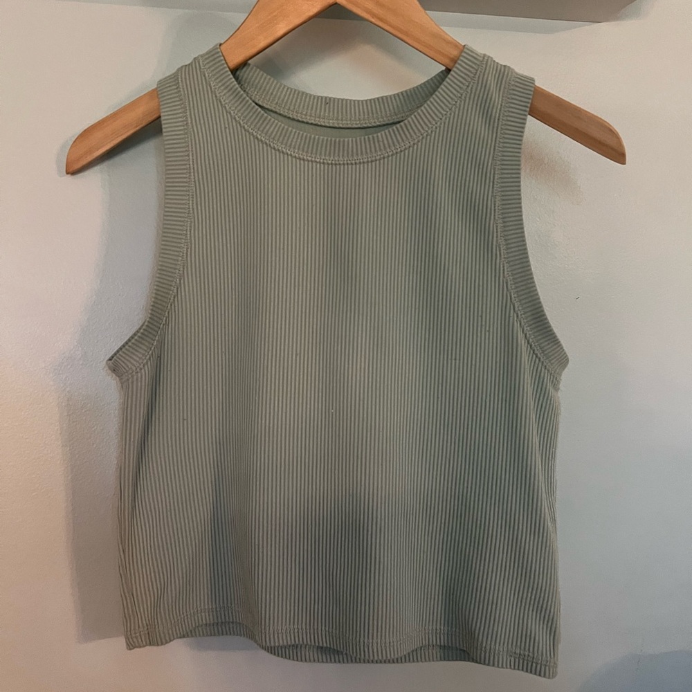 Hollister Green Boxy Crop Tank Top